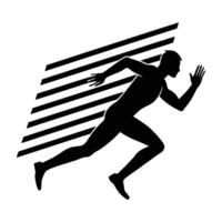 Running man with dynamic speed lines in crisp line art vector