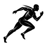 Sprinter sprinting with strong motion shown in dynamic silhouette finish vector