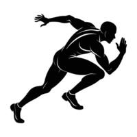 Sprinter leaning forward dynamically shown with bold silhouette style effect vector