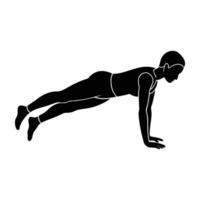 Dynamic yoga session featuring plank pose with straight arms for core strength vector