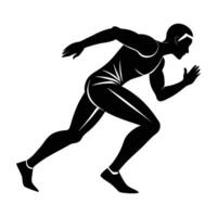 Sprinter pushing limits on white background showing dynamic silhouette power vector