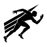 Sprinter pushing limits on white background with strong silhouette energy vector
