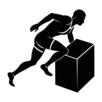 Sprinter pushing off the blocks shown with clear silhouette strength vector