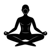 Serene individual practicing seated cross legged yoga pose for mindful relaxation vector