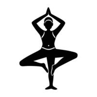 Focused yogi balancing challenging ankle hold for improved flexibility and calm vector