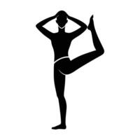 Dedicated practitioner executing ankle hold yoga pose with graceful balance and strength vector