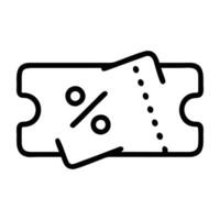 Coupon code icon in simple line art white background design vector