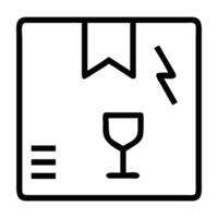 Fragile package icon with careful line art on white design vector
