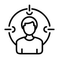 Hyper personalized ad campaign icon in sleek line art design vector