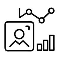 Influencer content analytics icon in smart line art style clear vector