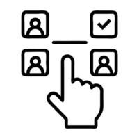 Interactive social media poll icon in simple line art design vector
