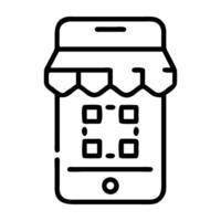 Mobile store QR scanner icon for fast checkouts made simple vector