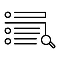 Search results list icon displayed in simple line art today vector