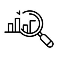 Competitor analysis icon with magnifier bar line art white background vector