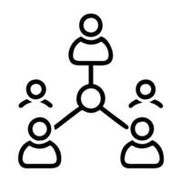 Community connected people symbol displayed in line art white background vector