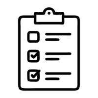 Customer survey with checkbox and clipboard line art white background vector