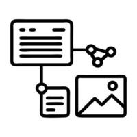 Content marketing with blog and SEO line art white background vector