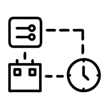 contenido Planificación con reloj y enviar línea Arte blanco antecedentes vector