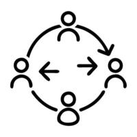 Digital remarketing strategy with circular arrows line art white background vector
