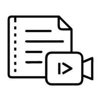 Digital storytelling with reel and script line art white background vector