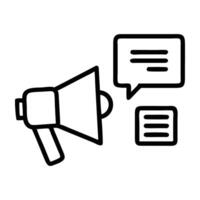 Digital PR campaign with media mentions line art white background vector