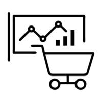 E commerce conversion analytics with cart line art white background vector