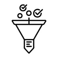 E commerce funnel with checkout process line art white background vector