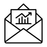 Email analytics with envelope graph line art white background simple vector