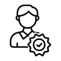 Influencer verified badge icon in clear line art style simple vector