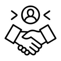 Influencer collaboration handshake icon in friendly line art design modern vector