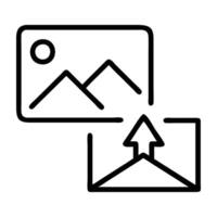 Image upload frame icon in simple line art style clean vector