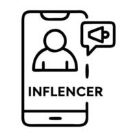 Influencer takeover campaign icon in dynamic line art design modern vector
