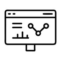 Landing page analytics icon in precise line art design modern vector