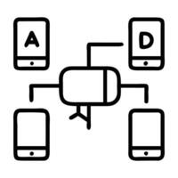 Omnichannel ad placement strategy with different devices icon for reach vector