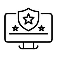 Online reputation management icon with shield and star for trust vector