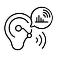Social listening icon with ear and analytics display design tool vector