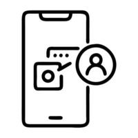 Social media dark mode icon with mobile screen display interface vector
