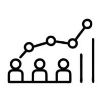 Social media growth chart icon displaying follower increase and analytics vector