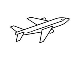 Clean minimalist line art of airplane soaring through clear skies vector