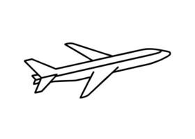 Elegant outline of modern passenger jet line art white background vector