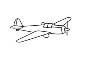Crisp sketch of vintage propeller airplane line art white background vector