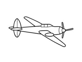 Crisp render of vintage propeller airplane line art white background vector