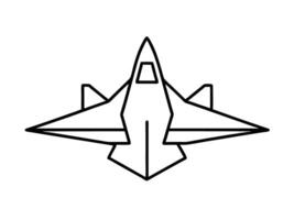 Elegant simplistic outline of fighter jet line art white background vector