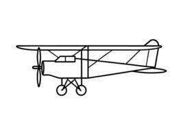 Elegant minimalist sketch of vintage biplane line art white background vector
