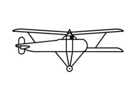 Elegant minimalist drawing of vintage biplane line art white background vector