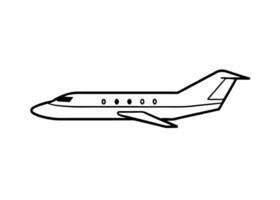 Minimalist drawing of private jet showcasing simple line art design vector
