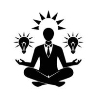 Entrepreneur sitting in lotus pose embracing innovative creative ideas today vector