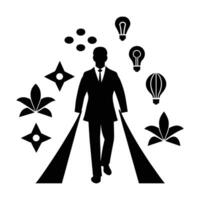 Entrepreneur strolling on idea path for continuous business improvement today vector