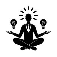Entrepreneur meditating in lotus pose for focused idea generation now vector