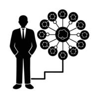 Corporate thinker standing before complex design inspiring innovative strategies now vector
